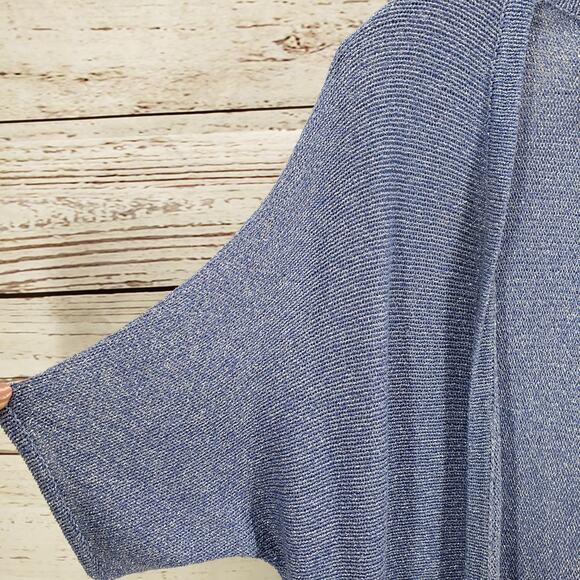 Chico's Women's Blue Tilly Shine Open Knit Metallic Cardigan Size 3 - Picture 6 of 13